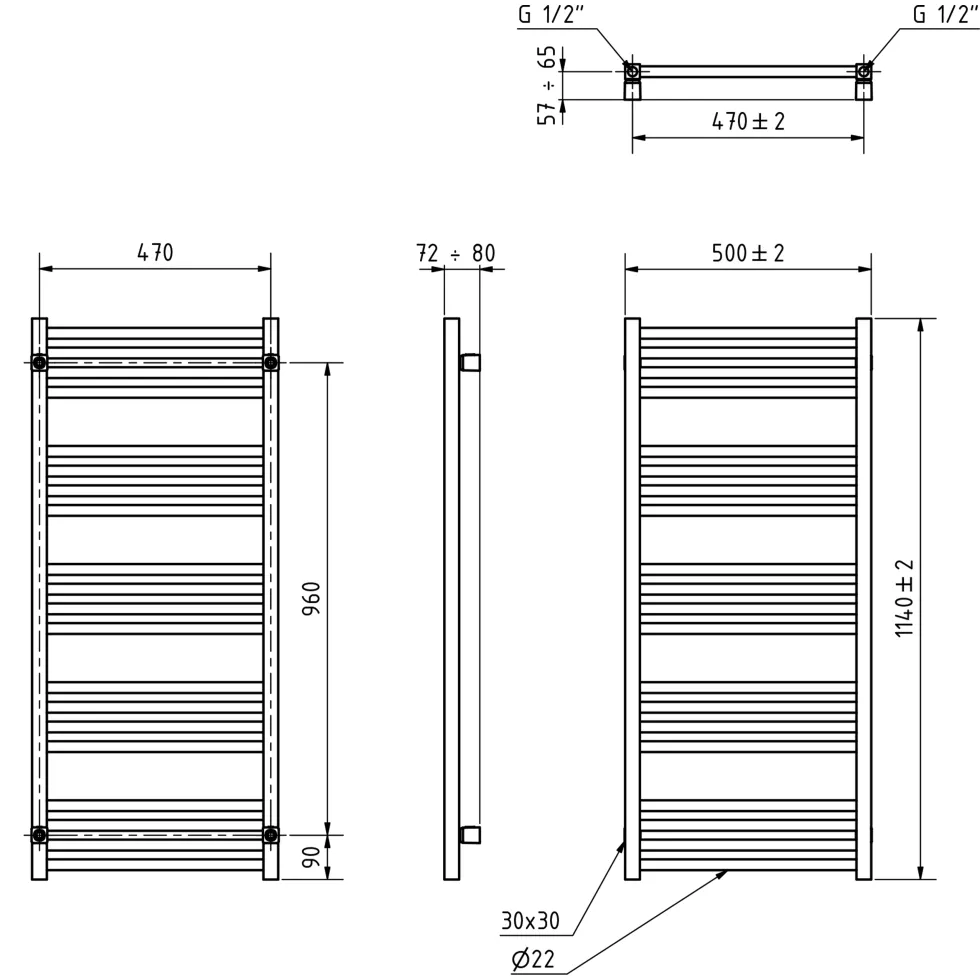 Terma Fiona Electric Heated Towel Rail with SIM Heating Element