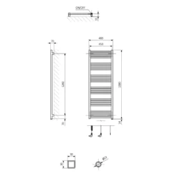 Terma Fiona One Electric Heated Towel Rail with Heating Element - Sparkling Gravel - 4 Sizes