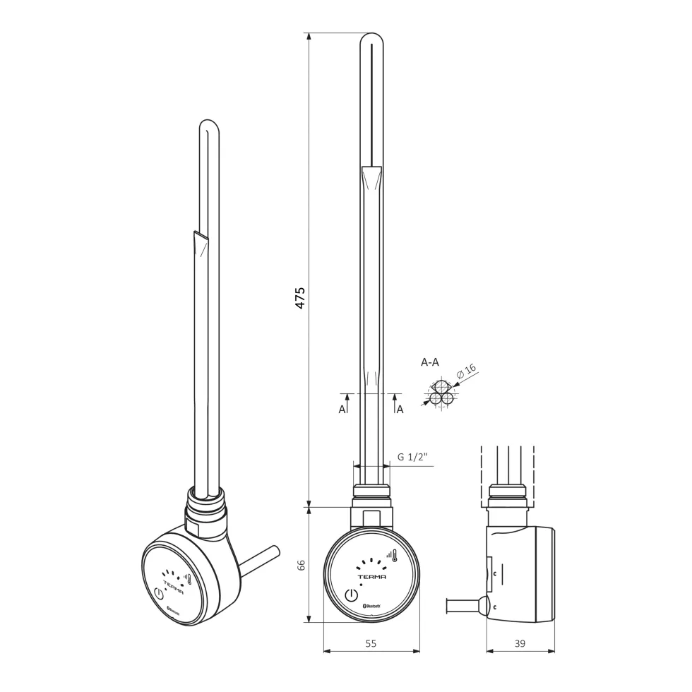 Terma MOA BLUE Chrome Heating Element - 6 Options