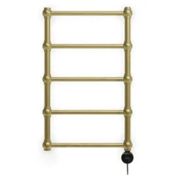 Terma Retro Brushed Brass Electric Heated Towel Rail with VEO Wi-Fi Controlled Heating Element