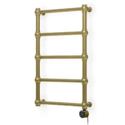 Terma Retro Brushed Brass Electric Heated Towel Rail with VEO Wi-Fi Controlled Heating Element