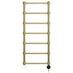 Terma Retro Brushed Brass Electric Heated Towel Rail with VEO Wi-Fi Controlled Heating Element