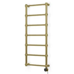 Terma Retro Brushed Brass Electric Heated Towel Rail with VEO Wi-Fi Controlled Heating Element