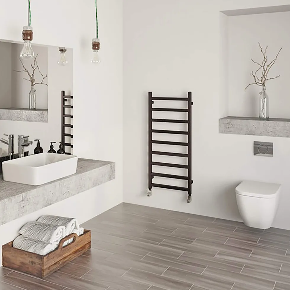 Terma Simple Flat Heban Black Ladder Heated Towel Rail