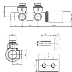 Terma Vario Twins All In One Integrated 50mm Valves with Pipe Masking Set