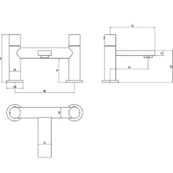 The Tap Factory Vibrance Brushed Nickel Deck Mounted Bath Filler - 6 Handle Colours Available