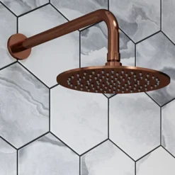 The Tap Factory Vibrance Copper WRAS Approved Concealed Thermostatic Shower Valve with Fixed Shower Head and Shower Handset