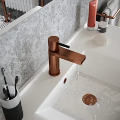 The Tap Factory Vibrance Polished Copper Mono Basin Mixer and Basin Waste - 6 Handle Colours Available