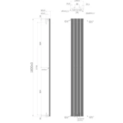The Tap Factory Vibrance Single Panel Vertical Radiator 1800 x 236mm - 15 Colours Available