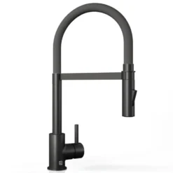 The Tap Factory Vibrance Tube Matt Black Mono Pull Out Kitchen Mixer Tap with Coloured Spout