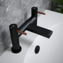The Tap Factory Vibrance Vanto Black Deck Mounted Bath Filler - 8 Handle Colours Available