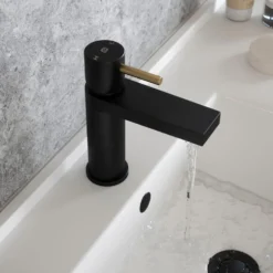 The Tap Factory Vibrance Vanto Black Mono Basin Mixer and Basin Waste - 8 Handle Colours Available