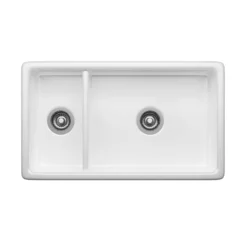 Thomas Denby Bredon 1.5 Bowl Fluted White Ceramic Belfast Sink - 795 x 465mm