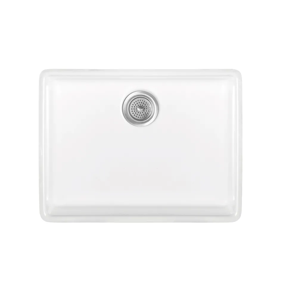 Thomas Denby Legacy Belfast 1 Bowl Gloss White Ceramic Kitchen Sink - 595 x 450mm