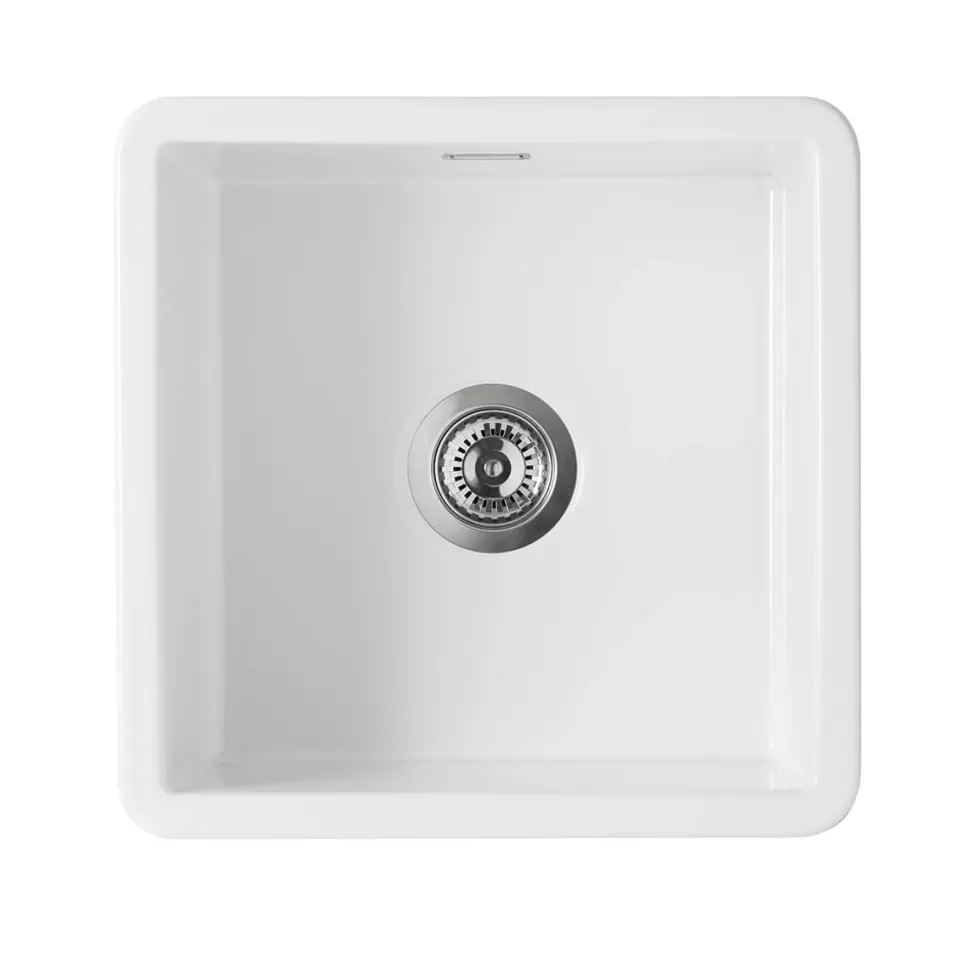 Thomas Denby Metro 1 Bowl Inset or Undermount Ceramic Kitchen Sink - 460 x 460mm