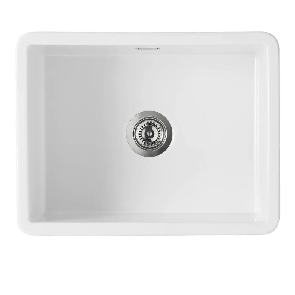 Thomas Denby Metro Large 1 Bowl Inset or Undermount Ceramic Kitchen Sink - 595 x 460mm