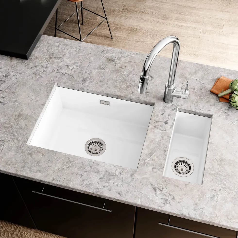 Thomas Denby Metro Large 1 Bowl Inset or Undermount Ceramic Kitchen Sink - 595 x 460mm