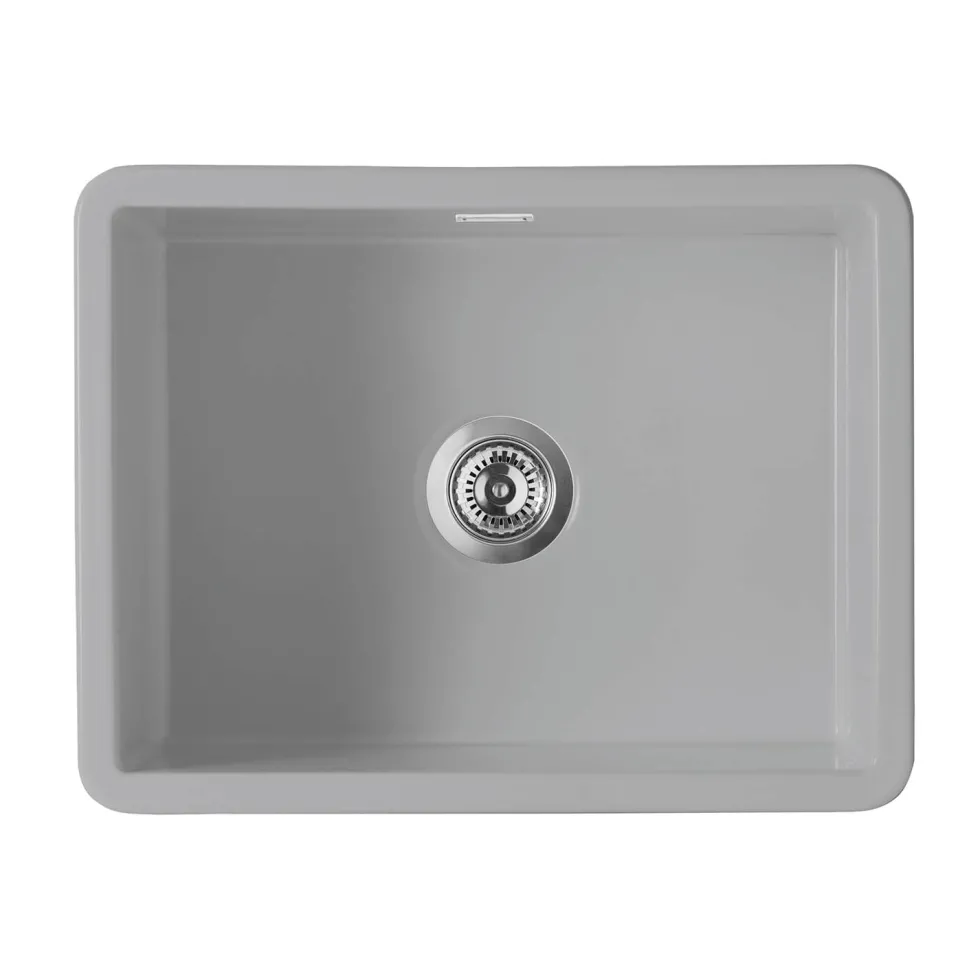 Thomas Denby Metro Large 1 Bowl Inset or Undermount Ceramic Kitchen Sink - 595 x 460mm