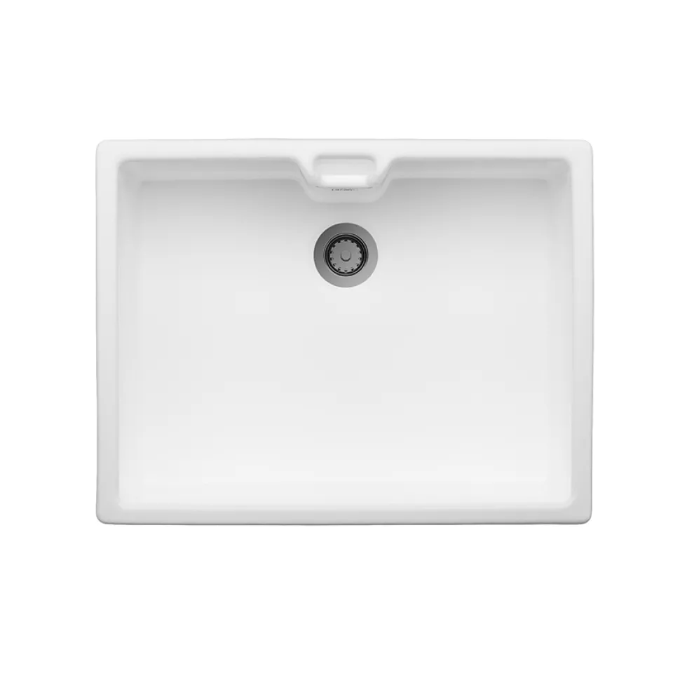 Thomas Denby Norfolk Belfast 1 Bowl Gloss White Ceramic Kitchen Sink - 595 x 460mm