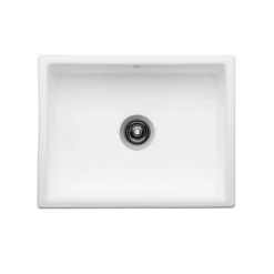 Thomas Denby Oxford Belfast 1 Bowl Gloss White Ceramic Kitchen Sink - 595 x 465mm