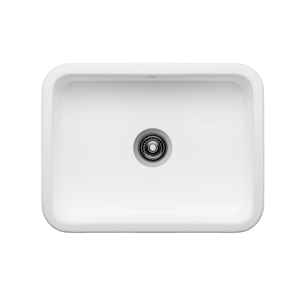 Thomas Denby Windsor Belfast 1 Bowl Gloss White Ceramic Kitchen Sink - 595 x 460mm