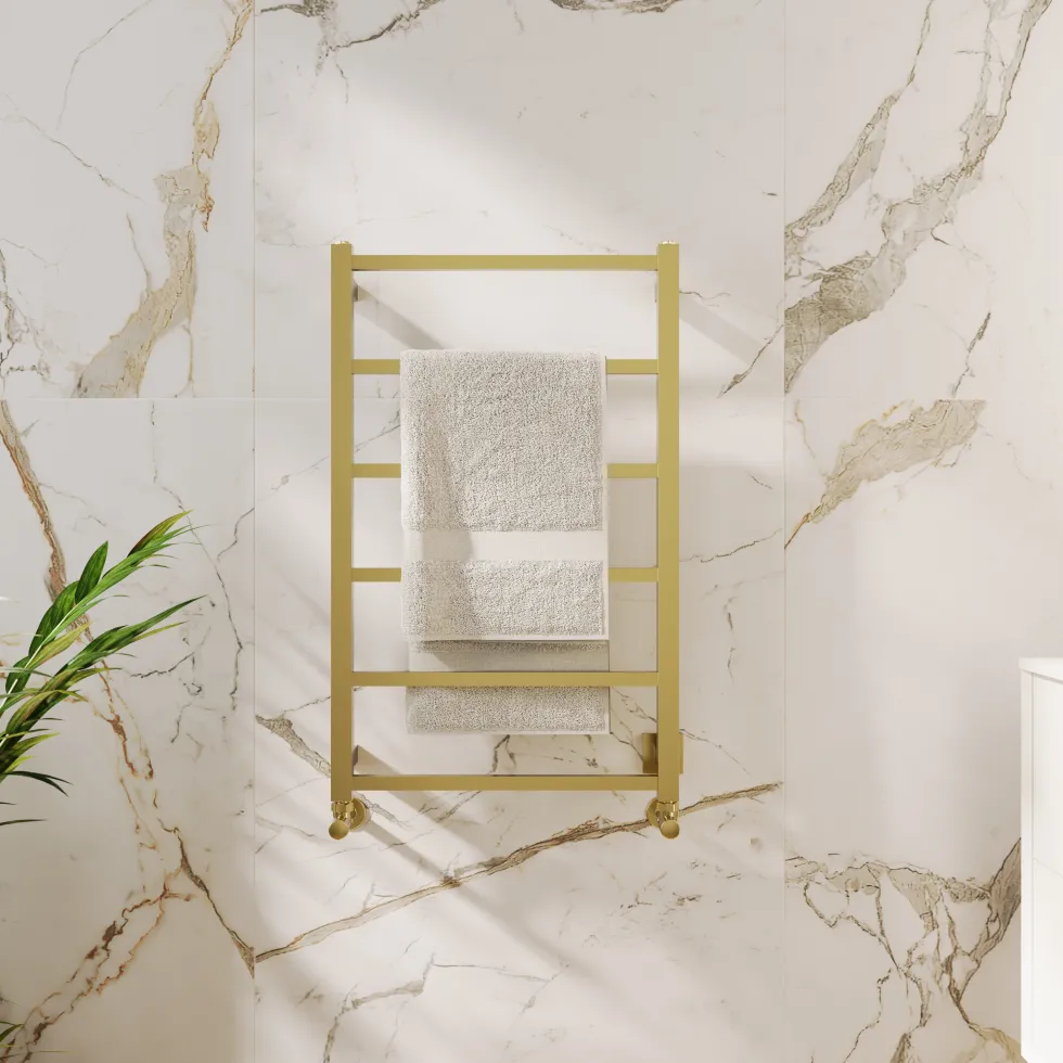 Toasty Arcus Brushed Brass Electric Heated Towel Rail