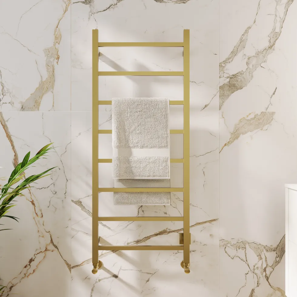 Toasty Arcus Brushed Brass Electric Heated Towel Rail