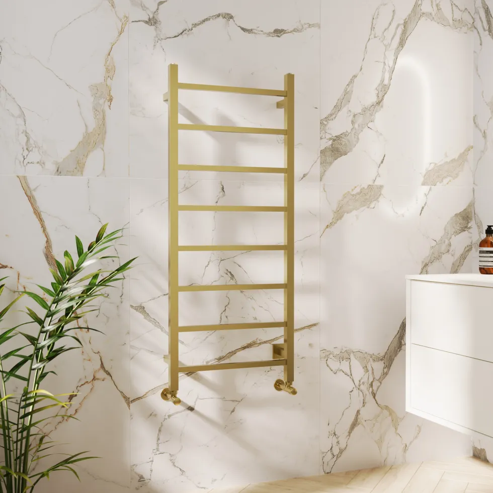 Toasty Arcus Brushed Brass Electric Heated Towel Rail