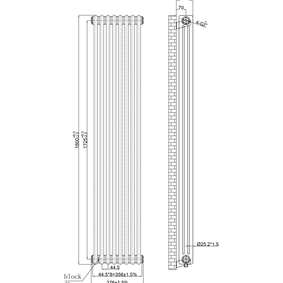 Toasty Ardleigh Antique Brass Vertical Column Radiator