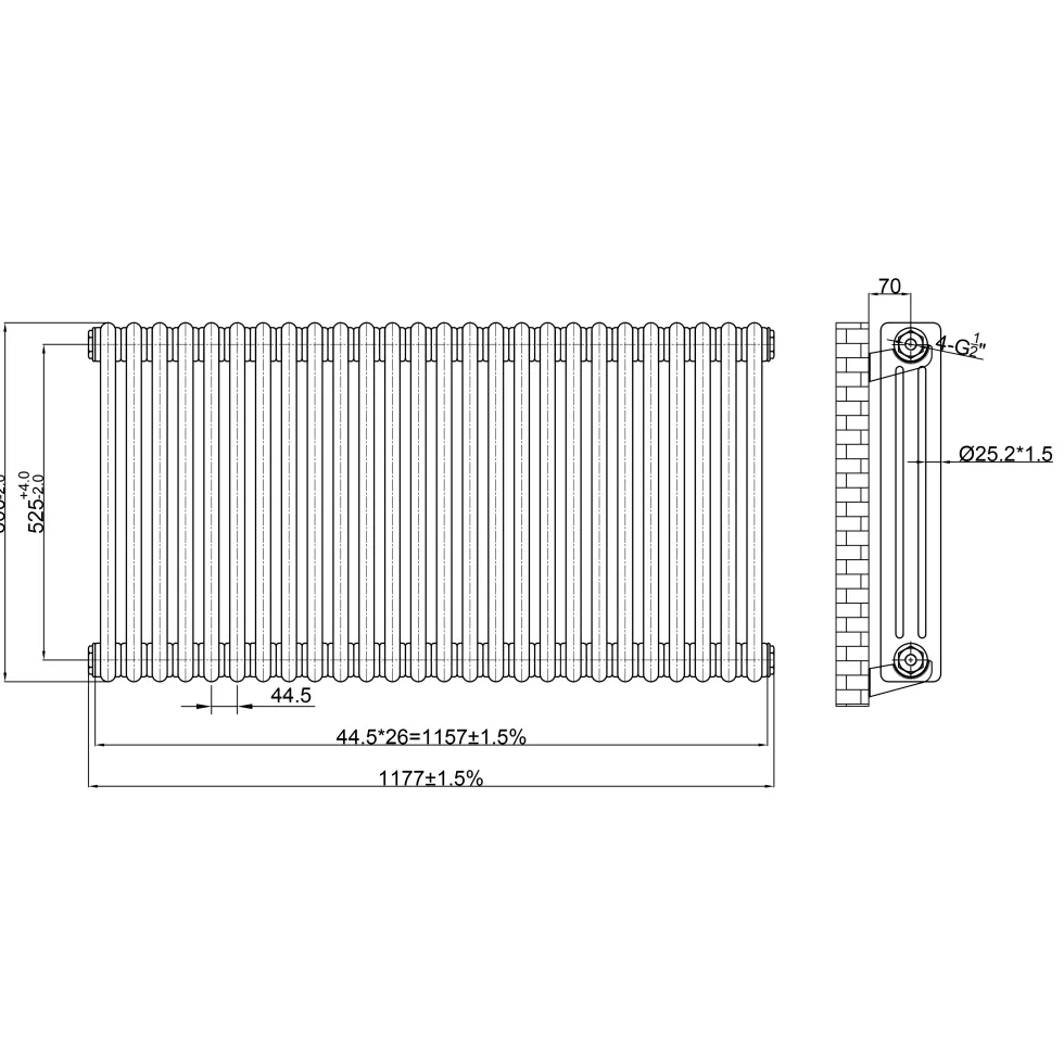 Toasty Ardleigh Raw Metal Horizontal Column Radiator