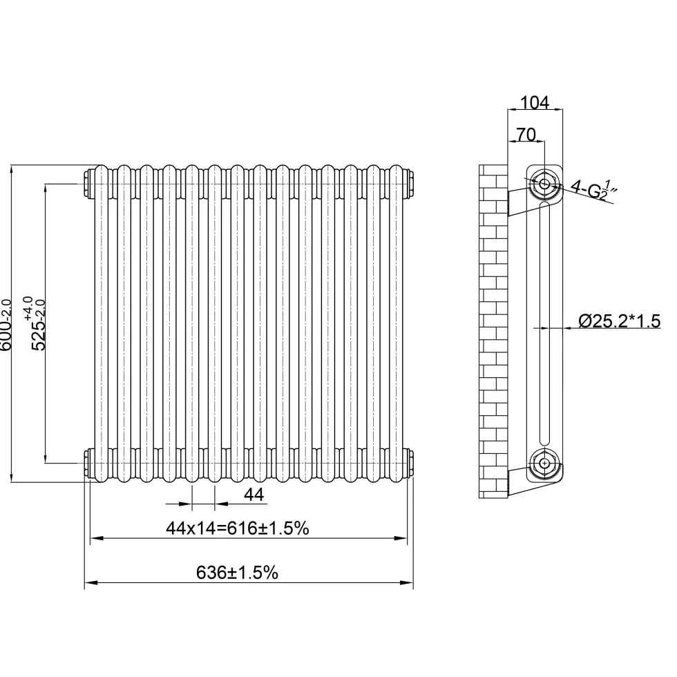 Toasty Ardleigh Raw Metal Horizontal Column Radiator