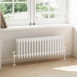 Toasty Ardleigh White Compact Horizontal 3 Column Radiator - 300mm Height