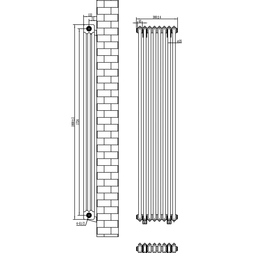 Toasty Ardleigh White Vertical Column Radiator