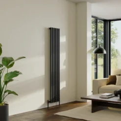 Toasty Aura Matt Black Round Tube Vertical Radiator