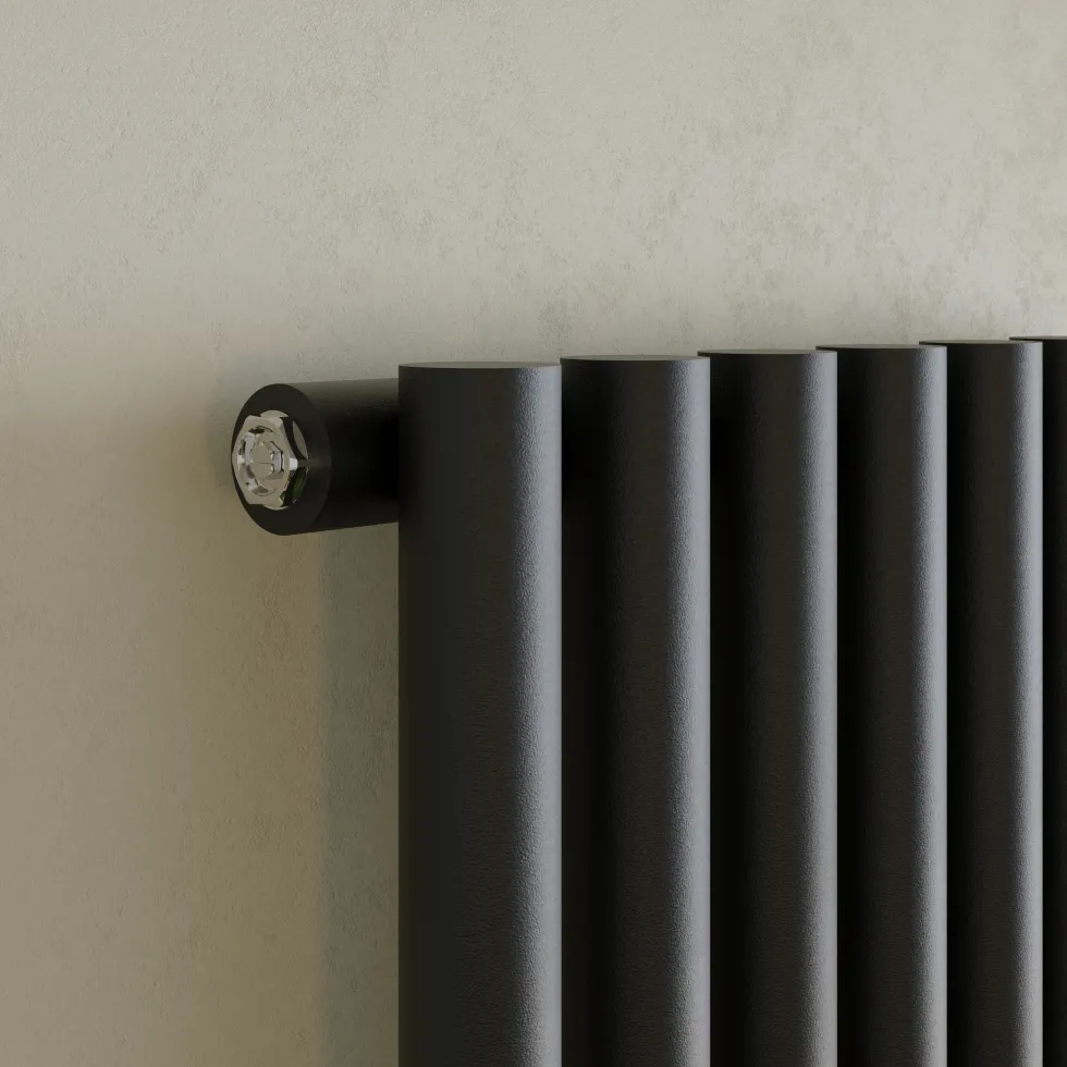 Toasty Aura Matt Black Round Tube Vertical Radiator