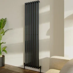 Toasty Aura Matt Black Round Tube Vertical Radiator