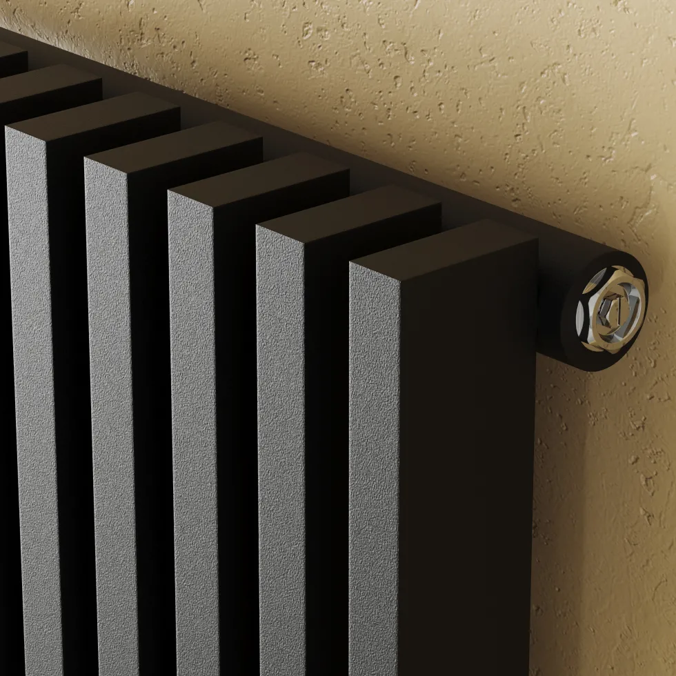 Toasty Axis Matt Black Rectangular Tube Vertical Radiator - 1800 x 380mm