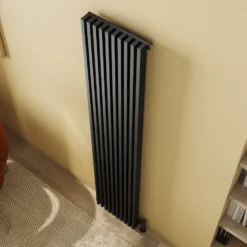 Toasty Axis Matt Black Rectangular Tube Vertical Radiator - 1800 x 380mm