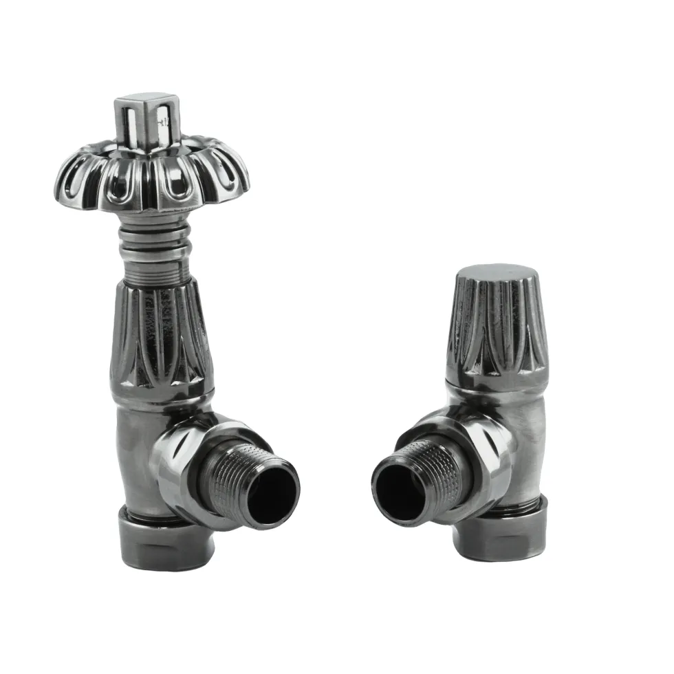 Toasty Black Nickel Traditional Metal Handle Angled Thermostatic Radiator Valve