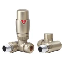 Toasty Brushed Brass Dual Fuel Corner Radiator Valves