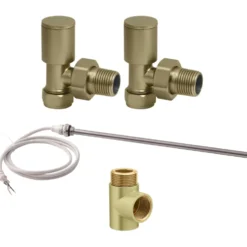 Toasty Brushed Brass Dual Fuel Kit With Manual Element, Valves And T-Piece