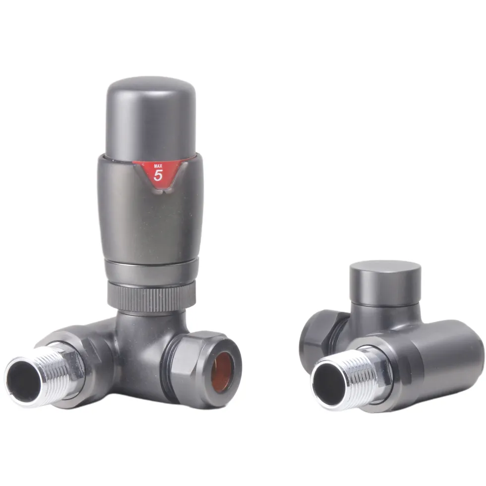 Toasty Brushed Gunmetal Dual Fuel Corner Radiator Valves