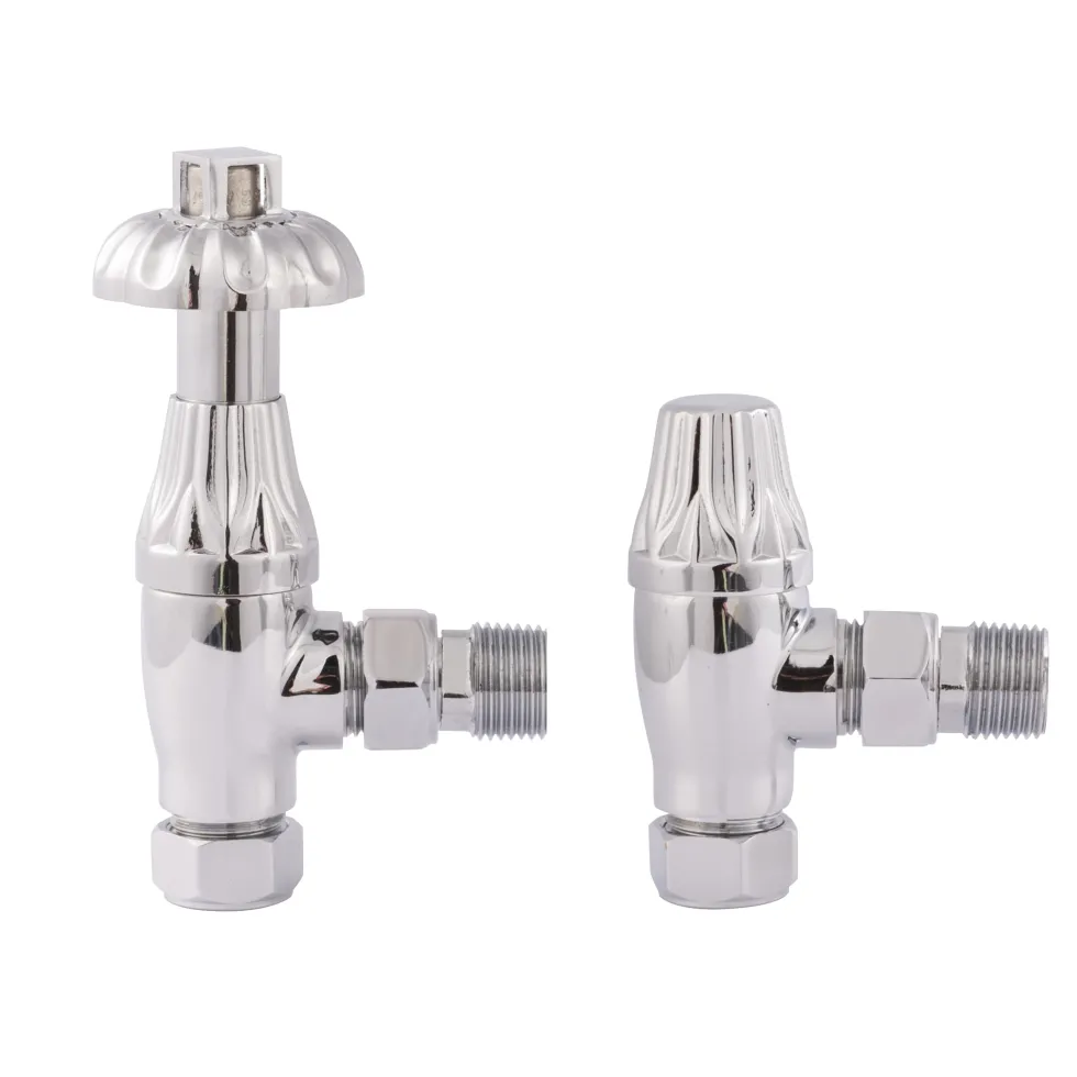 Toasty Chrome Traditional Metal Handle Angled Thermostatic Radiator Valve