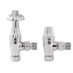 Toasty Chrome Traditional Metal Handle Angled Thermostatic Radiator Valve