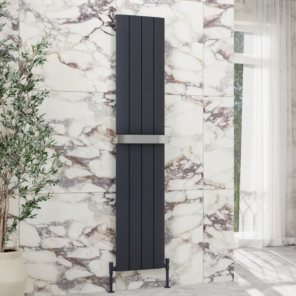 Toasty Drift Anthracite Vertical Aluminium Radiator - 1800 x 375mm