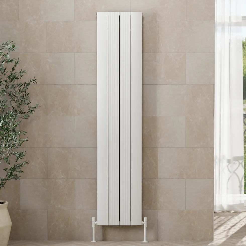 Toasty Drift White Vertical Aluminium Radiator - 1800 x 375mm