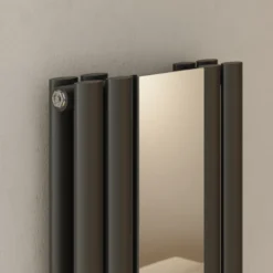 Toasty Echo Anthracite Grey Oval Double Panel Vertical Mirror Radiator - 1800 x 380mm