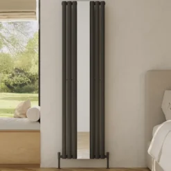 Toasty Echo Anthracite Grey Oval Single Panel Vertical Mirror Radiator - 1800 x 500mm
