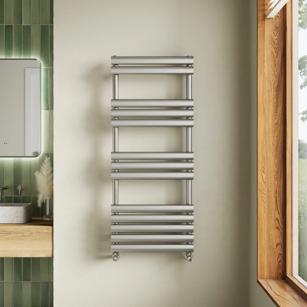 Toasty Eden Brushed Nickel Heated Towel Rail