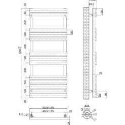 Toasty Eden Brushed Nickel Heated Towel Rail